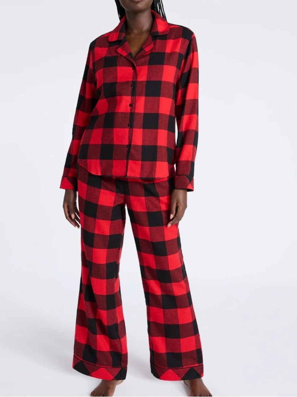 NEW Joyspun Plaid Flannel Pajama Set Size 2X XXL 18W-20W Red Black